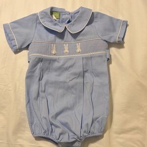 Blue Kids One Piece with Bunny Embroidery